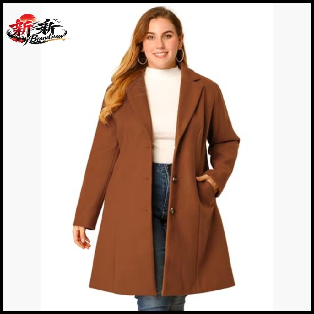 Polyester Long Winter Coat Single Breasted Notche… - image 2